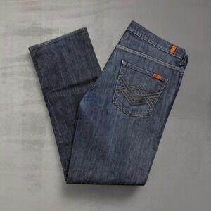 7 For All Mankind Jeans Slouchy Fit Button Fly Blue Relaxed Denim 36 x 32